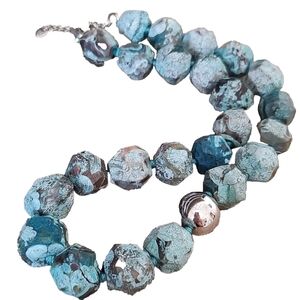 Ster Silver LUC Lucas Lameth 925 Blue Lace Faceted Stone Necklace Knotted